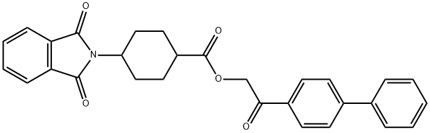 2-[1,1'-biphenyl]-4-yl-2-oxoethyl 4-(1,3-dioxo-1,3-dihydro-2H-isoindol-2-yl)cyclohexanecarboxylate Struktur