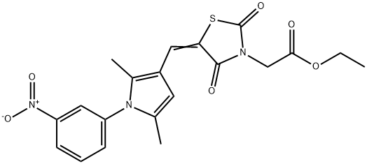 ethyl {5-[(1-{3-nitrophenyl}-2,5-dimethyl-1H-pyrrol-3-yl)methylene]-2,4-dioxo-1,3-thiazolidin-3-yl}acetate Struktur