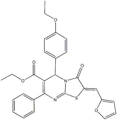 ethyl 5-(4-ethoxyphenyl)-2-(2-furylmethylene)-3-oxo-7-phenyl-2,3-dihydro-5H-[1,3]thiazolo[3,2-a]pyrimidine-6-carboxylate Struktur