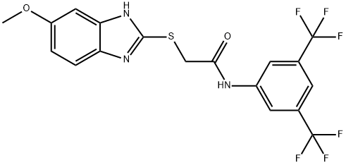 N-[3,5-bis(trifluoromethyl)phenyl]-2-[(5-methoxy-1H-benzimidazol-2-yl)sulfanyl]acetamide Struktur