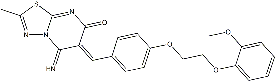 5-imino-6-{4-[2-(2-methoxyphenoxy)ethoxy]benzylidene}-2-methyl-5,6-dihydro-7H-[1,3,4]thiadiazolo[3,2-a]pyrimidin-7-one Struktur