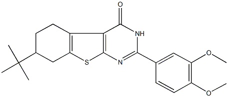 7-tert-butyl-2-(3,4-dimethoxyphenyl)-5,6,7,8-tetrahydro[1]benzothieno[2,3-d]pyrimidin-4(3H)-one Struktur