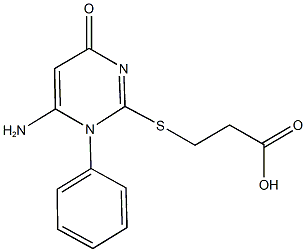 3-[(6-amino-4-oxo-1-phenyl-1,4-dihydro-2-pyrimidinyl)sulfanyl]propanoic acid Struktur