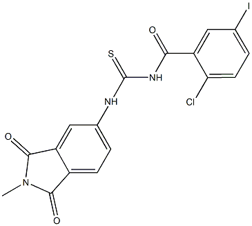 N-(2-chloro-5-iodobenzoyl)-N'-(2-methyl-1,3-dioxo-2,3-dihydro-1H-isoindol-5-yl)thiourea Struktur