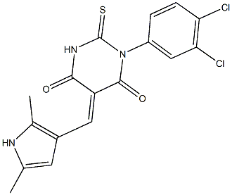 1-(3,4-dichlorophenyl)-5-[(2,5-dimethyl-1H-pyrrol-3-yl)methylene]-2-thioxodihydro-4,6(1H,5H)-pyrimidinedione Struktur