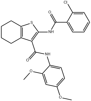 2-[(2-chlorobenzoyl)amino]-N-(2,4-dimethoxyphenyl)-4,5,6,7-tetrahydro-1-benzothiophene-3-carboxamide Struktur