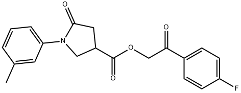 2-(4-fluorophenyl)-2-oxoethyl 1-(3-methylphenyl)-5-oxo-3-pyrrolidinecarboxylate Struktur