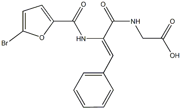 ({2-[(5-bromo-2-furoyl)amino]-3-phenylacryloyl}amino)acetic acid Struktur