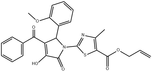 allyl 2-[3-benzoyl-4-hydroxy-2-(2-methoxyphenyl)-5-oxo-2,5-dihydro-1H-pyrrol-1-yl]-4-methyl-1,3-thiazole-5-carboxylate Struktur