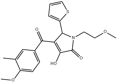 3-hydroxy-1-(2-methoxyethyl)-4-(4-methoxy-3-methylbenzoyl)-5-(2-thienyl)-1,5-dihydro-2H-pyrrol-2-one Struktur