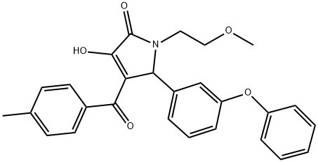 3-hydroxy-1-(2-methoxyethyl)-4-(4-methylbenzoyl)-5-(3-phenoxyphenyl)-1,5-dihydro-2H-pyrrol-2-one Struktur