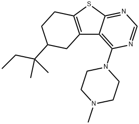 4-(4-methyl-1-piperazinyl)-6-tert-pentyl-5,6,7,8-tetrahydro[1]benzothieno[2,3-d]pyrimidine Struktur