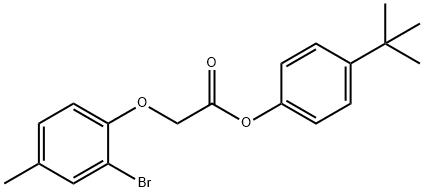 4-tert-butylphenyl (2-bromo-4-methylphenoxy)acetate Struktur