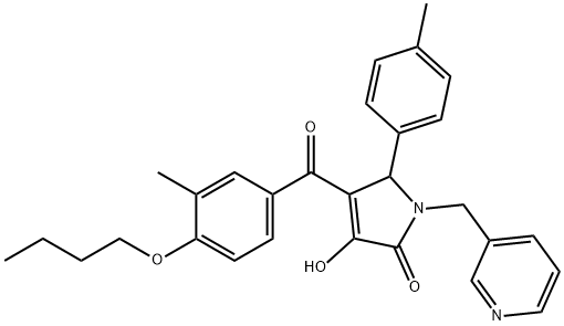 4-(4-butoxy-3-methylbenzoyl)-3-hydroxy-5-(4-methylphenyl)-1-(pyridin-3-ylmethyl)-1,5-dihydro-2H-pyrrol-2-one Struktur