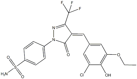 4-[4-(3-chloro-5-ethoxy-4-hydroxybenzylidene)-5-oxo-3-(trifluoromethyl)-4,5-dihydro-1H-pyrazol-1-yl]benzenesulfonamide Struktur