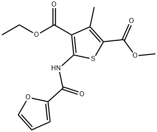 4-ethyl 2-methyl 5-(2-furoylamino)-3-methyl-2,4-thiophenedicarboxylate Struktur