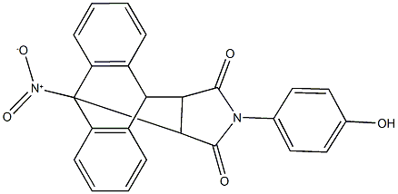 1-[hydroxy(oxido)amino]-17-(4-hydroxyphenyl)-17-azapentacyclo[6.6.5.0~2,7~.0~9,14~.0~15,19~]nonadeca-2,4,6,9,11,13-hexaene-16,18-dione Struktur