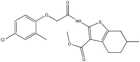 methyl 2-{[(4-chloro-2-methylphenoxy)acetyl]amino}-6-methyl-4,5,6,7-tetrahydro-1-benzothiophene-3-carboxylate Struktur