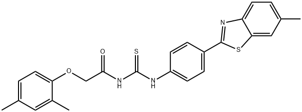 N-[(2,4-dimethylphenoxy)acetyl]-N'-[4-(6-methyl-1,3-benzothiazol-2-yl)phenyl]thiourea Struktur