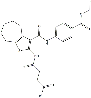 4-[(3-{[4-(ethoxycarbonyl)anilino]carbonyl}-5,6,7,8-tetrahydro-4H-cyclohepta[b]thien-2-yl)amino]-4-oxobutanoic acid Struktur