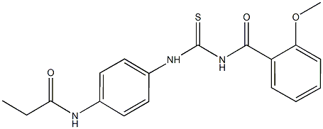 N-[4-({[(2-methoxybenzoyl)amino]carbothioyl}amino)phenyl]propanamide Struktur