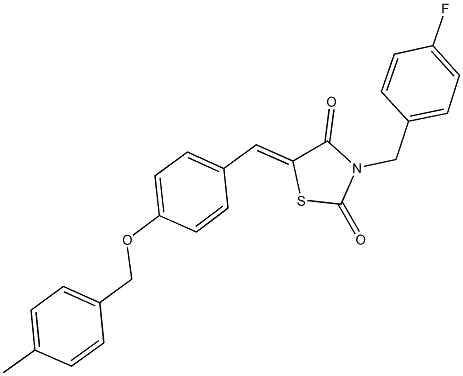 3-(4-fluorobenzyl)-5-{4-[(4-methylbenzyl)oxy]benzylidene}-1,3-thiazolidine-2,4-dione Struktur