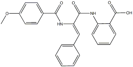 2-({2-[(4-methoxybenzoyl)amino]-3-phenylacryloyl}amino)benzoic acid Struktur