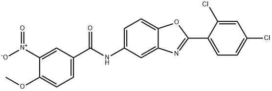 N-[2-(2,4-dichlorophenyl)-1,3-benzoxazol-5-yl]-3-nitro-4-methoxybenzamide Struktur