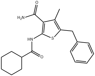 5-benzyl-2-[(cyclohexylcarbonyl)amino]-4-methylthiophene-3-carboxamide Struktur