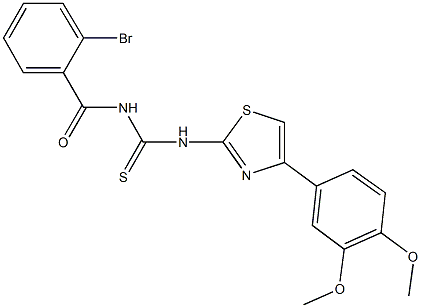 N-(2-bromobenzoyl)-N'-[4-(3,4-dimethoxyphenyl)-1,3-thiazol-2-yl]thiourea Struktur