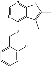 4-[(2-chlorobenzyl)sulfanyl]-5,6-dimethylthieno[2,3-d]pyrimidine Struktur