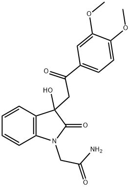 2-{3-[2-(3,4-dimethoxyphenyl)-2-oxoethyl]-3-hydroxy-2-oxo-2,3-dihydro-1H-indol-1-yl}acetamide Struktur