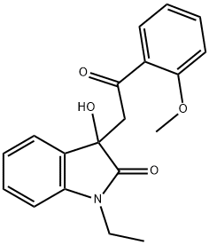 1-ethyl-3-hydroxy-3-[2-(2-methoxyphenyl)-2-oxoethyl]-1,3-dihydro-2H-indol-2-one Struktur