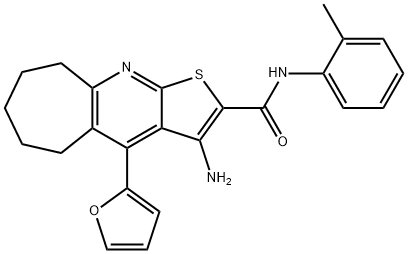 3-amino-4-(2-furyl)-N-(2-methylphenyl)-6,7,8,9-tetrahydro-5H-cyclohepta[b]thieno[3,2-e]pyridine-2-carboxamide Struktur