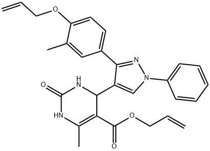 allyl 4-{3-[4-(allyloxy)-3-methylphenyl]-1-phenyl-1H-pyrazol-4-yl}-6-methyl-2-oxo-1,2,3,4-tetrahydropyrimidine-5-carboxylate Struktur