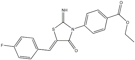 ethyl 4-[5-(4-fluorobenzylidene)-2-imino-4-oxo-1,3-thiazolidin-3-yl]benzoate Struktur