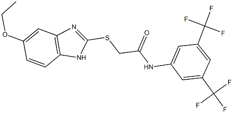 N-[3,5-bis(trifluoromethyl)phenyl]-2-[(5-ethoxy-1H-benzimidazol-2-yl)sulfanyl]acetamide Struktur