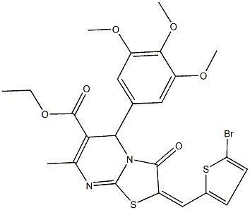 ethyl 2-[(5-bromo-2-thienyl)methylene]-7-methyl-3-oxo-5-(3,4,5-trimethoxyphenyl)-2,3-dihydro-5H-[1,3]thiazolo[3,2-a]pyrimidine-6-carboxylate Struktur