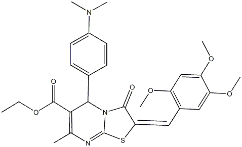 ethyl 5-[4-(dimethylamino)phenyl]-7-methyl-3-oxo-2-(2,4,5-trimethoxybenzylidene)-2,3-dihydro-5H-[1,3]thiazolo[3,2-a]pyrimidine-6-carboxylate Struktur