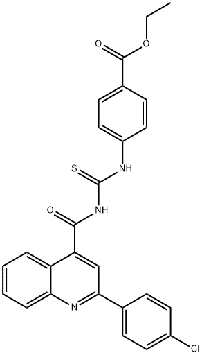 ethyl 4-{[({[2-(4-chlorophenyl)-4-quinolinyl]carbonyl}amino)carbothioyl]amino}benzoate Struktur