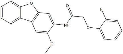 2-(2-fluorophenoxy)-N-(2-methoxydibenzo[b,d]furan-3-yl)acetamide Struktur