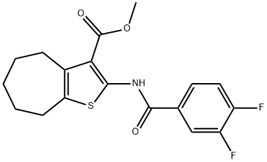 methyl 2-[(3,4-difluorobenzoyl)amino]-5,6,7,8-tetrahydro-4H-cyclohepta[b]thiophene-3-carboxylate Struktur