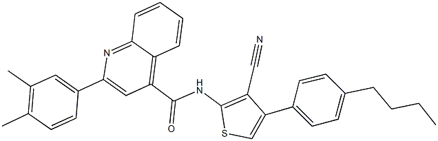 N-[4-(4-butylphenyl)-3-cyano-2-thienyl]-2-(3,4-dimethylphenyl)-4-quinolinecarboxamide Struktur