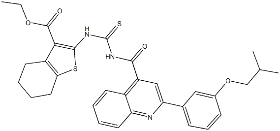 ethyl 2-{[({[2-(3-isobutoxyphenyl)-4-quinolinyl]carbonyl}amino)carbothioyl]amino}-4,5,6,7-tetrahydro-1-benzothiophene-3-carboxylate Struktur