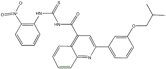 N-{2-nitrophenyl}-N'-{[2-(3-isobutoxyphenyl)-4-quinolinyl]carbonyl}thiourea Struktur