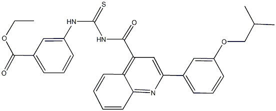 ethyl 3-{[({[2-(3-isobutoxyphenyl)-4-quinolinyl]carbonyl}amino)carbothioyl]amino}benzoate Struktur