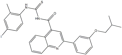 N-(4-iodo-2-methylphenyl)-N'-{[2-(3-isobutoxyphenyl)-4-quinolinyl]carbonyl}thiourea Struktur