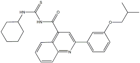 N-cyclohexyl-N'-{[2-(3-isobutoxyphenyl)-4-quinolinyl]carbonyl}thiourea Struktur