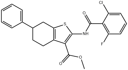 methyl 2-[(2-chloro-6-fluorobenzoyl)amino]-6-phenyl-4,5,6,7-tetrahydro-1-benzothiophene-3-carboxylate Struktur