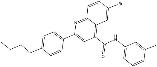 6-bromo-2-(4-butylphenyl)-N-(3-methylphenyl)-4-quinolinecarboxamide Struktur